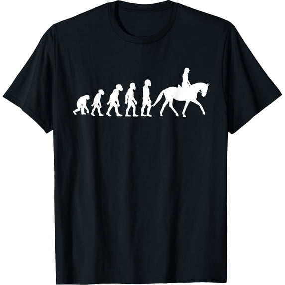 Funny Evolution of Man Horse Riding T-Shirt Retro Equestrian Horseback Rider Graphic Tee for Men and Women