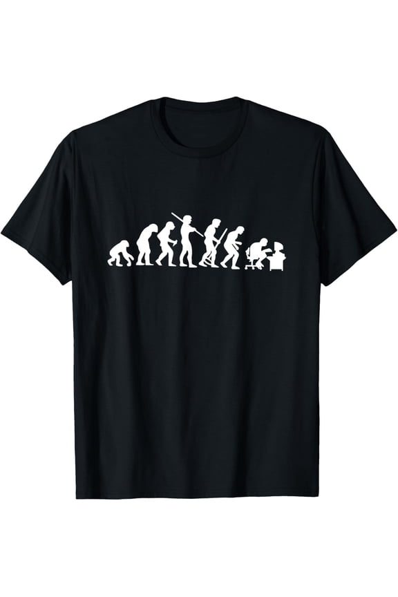 Funny Evolution of Man to Computer Programmer T-Shirt Retro Geek Nerd Gamer Graphic Tee for Men