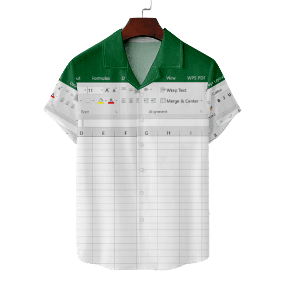 Funny Excel Word Shirt Hawaiian Shirt for Men - Men's Novelty Button-Down Shirts