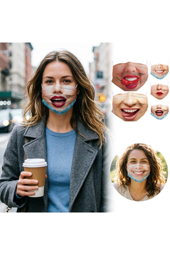 Funny Expression 3-Layer Breathable Face Mask, Individually Wrapped Humorous Design for Daily Wear and Parties, Multicolor, 10pc