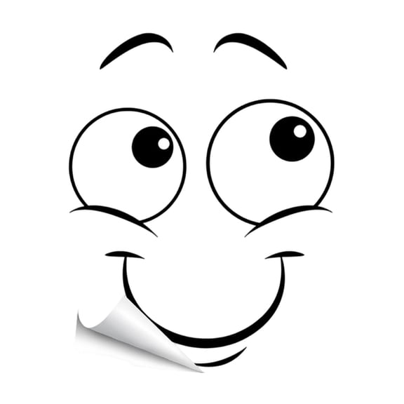 Funny Expression Smiles Face Sticker Cartoon Adhesive PVC Decal Waterproof Design For Bathroom Wall Humorous Room Decors