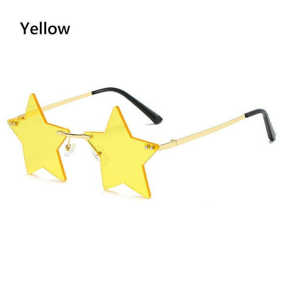 Funny Eyeglasses Christmas Decoration Pentagram Eyewear Rimless Sunglasses Sun Glasses Party Glasses Star Shape YELLOW