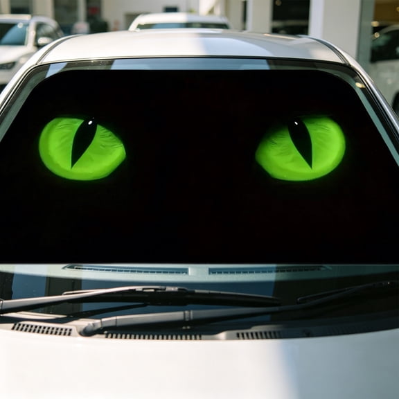 Funny Eyes Windshield Sun Shade for Car Auto SUV Truck, Foldable Front Window Sunshade Sun Visor Protector Block UV Rays Reflect Heat, 59" x 28"