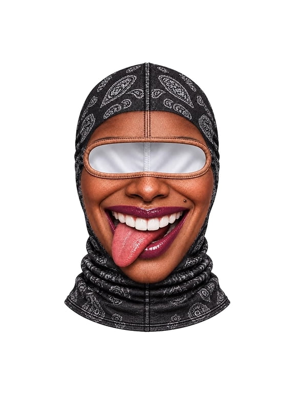 Funny Face Cover Winter Balaclava Ski Mask 3D Face Print,Winter Ski Mask Face Mask Hilarious Styles, Wraparound Design, Snug Fit, Outdoor Winter Gear, Full Head Coverage