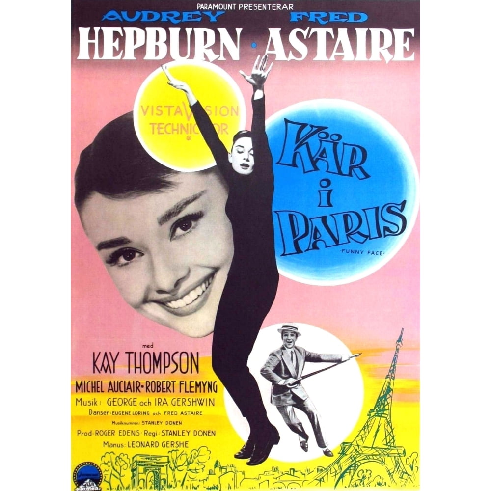 Funny Face From Left Audrey Hepburn Fred Astaire 1957 Movie Poster  Masterprint (24 x 36), image size:1000x1000
