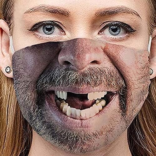 Funny Face Mask For Adults - Washable Funny Face Missing Tooth Face Mask Bandana Meme Gag Gift Mouth Nose Shield
