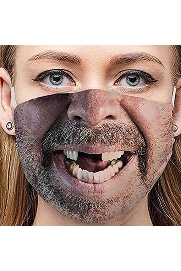 Funny Face Mask For Adults - Washable Funny Face Missing Tooth Face Mask Bandana Meme Gag Gift Mouth Nose Shield