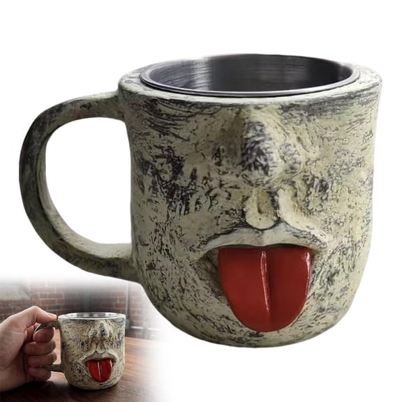 Funny Face Mug with Shaking Tongue,Interactive Novelty Coffee Cup with Wiggling Tongue out Design,Handmade Creative Drinkware for Daily Use,Unique Office Gift Idea for Friends and Family