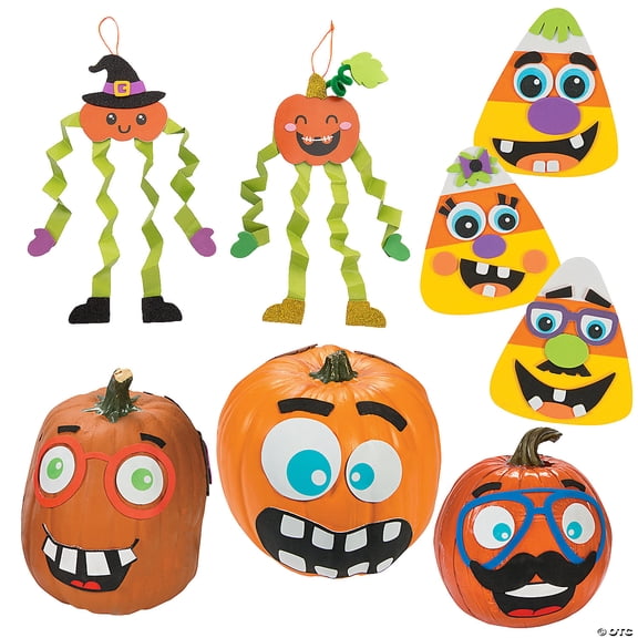 Funny Face Pumpkin Craft Kit Assortment - Makes 36