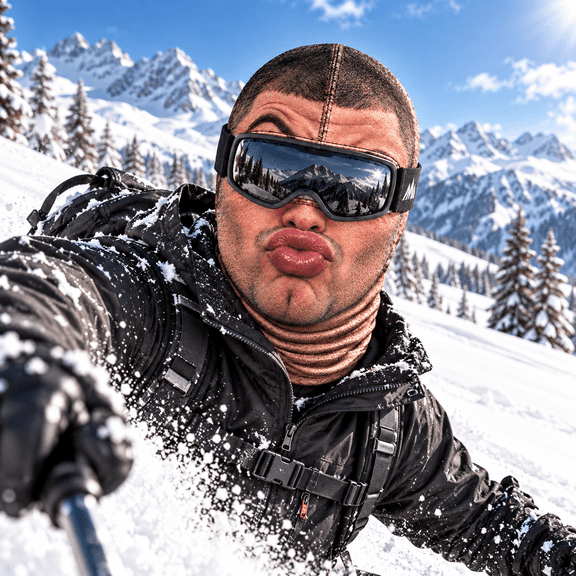 Funny Face Ski Mask for Men, Puckered Lips Realistic Mask, 3D Printed Balaclava Full Head Neck Cover for Skiing Snowboarding Winter Outdoor Costume