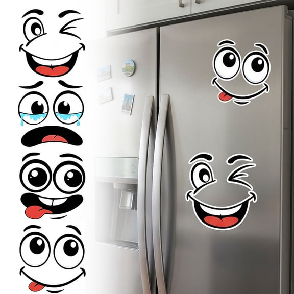 Funny Face Trash Can Stickers, Waterproof Pvc Decals, Peel & Stick Residue-Free for Kitchen/Bathroom(2 Set 8 Pack)