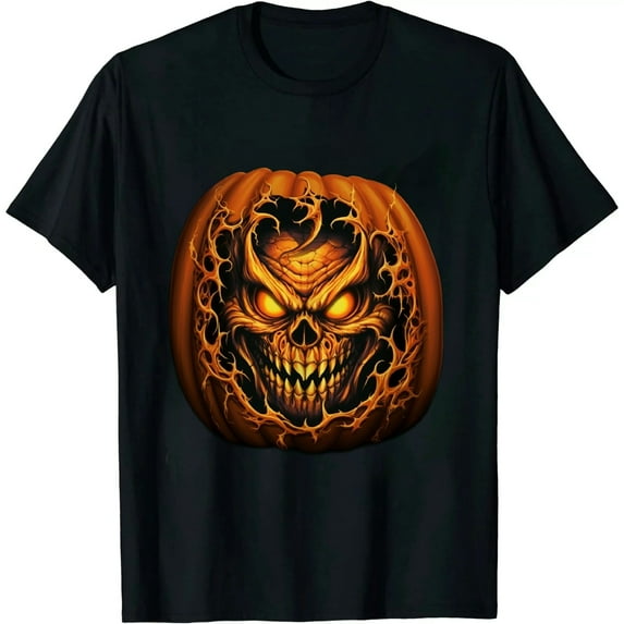 Funny Fall Autumn Halloween Scary Pumpkin lazy Costume T-Shirt