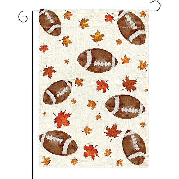 Funny Fall Garden Flag Autumn Outdoor Decorations Small Double Sided Burlap Fall Maple Leaf Outdoor Football Decor Porch Decor Garden Flags 12 x 18 Inch for Outside Yard