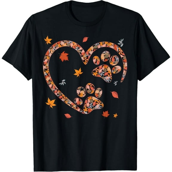 Funny Fall Leaf Cat Dog Print Autumn Vibes Thanksgiving Day T-Shirt for Men Women Girls s