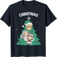 Funny Family Christmas Tree TShirt Dad Happy Mom & Girl with Blue