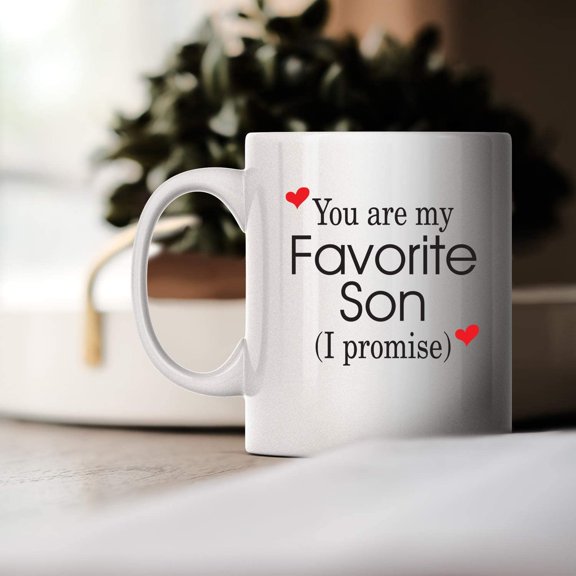 Funny Family Coffee Mug - You Are My Favorite Son - Unique Inspirational Sarcasm Humor Gift Present For Child Boy Men 11 oz