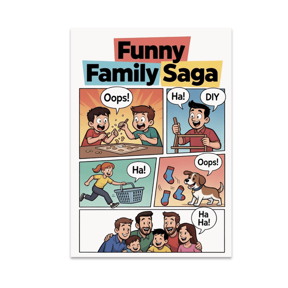 Funny Family Saga Comic Strip Art - Family Portraits - 13x19 Poster Print
