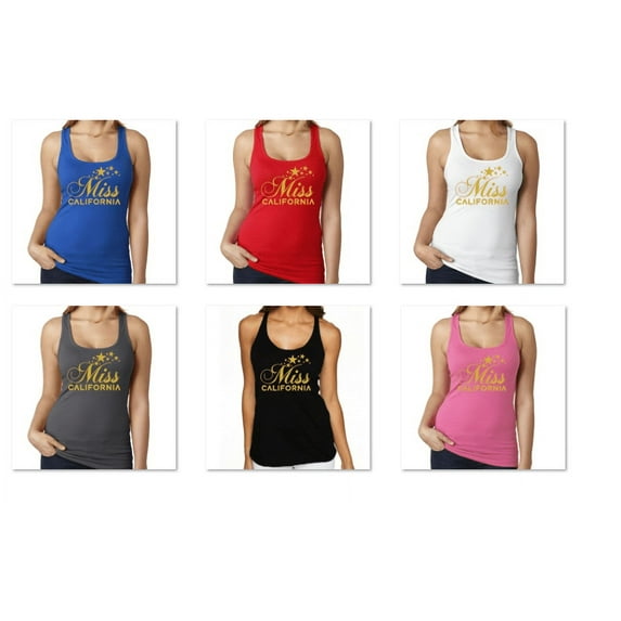 Funny Fancy She is Miss California Tank Top Party Girl Tank Top Soft and Comfy Tank Top, Lightweight Tank Top Color Red Medium