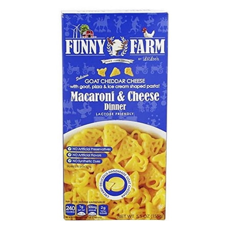 Funny Farm 5.5 oz Goat Cheddar Cheese Shaped Pasta Macaroni & Cheese Dinner