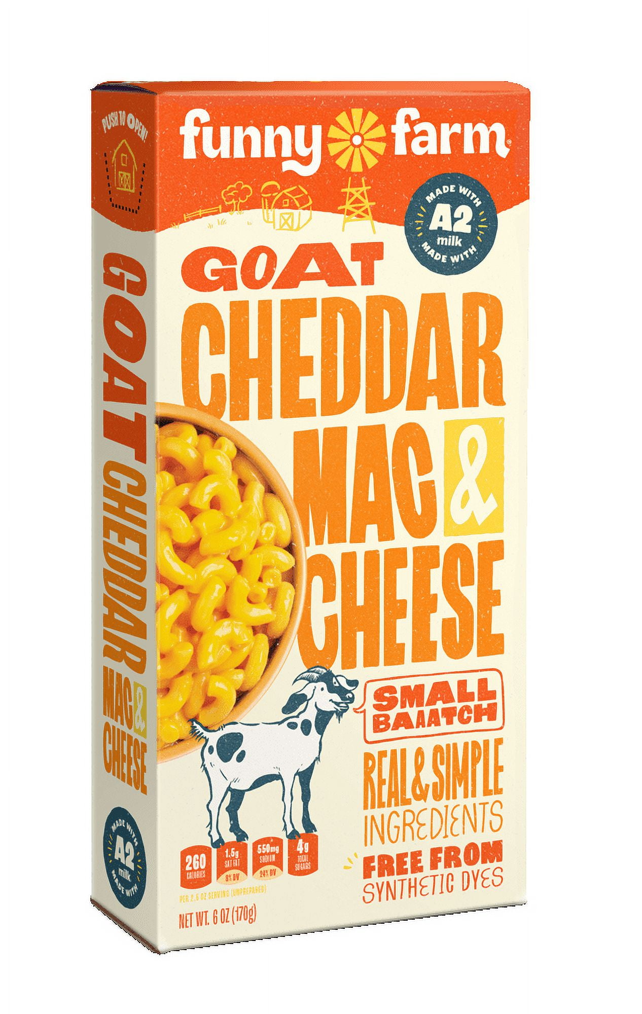 Funny Farm A2 Milk Macaroni and Cheese (Case of 8) Original Cheddar