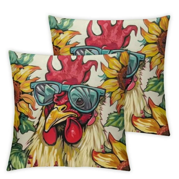 Funny Farm Animals Decorative Throw Pillow Covers Spring Summer Rooster Sheep Donkey Sunflower Outdoor Pillowcase, Keep It Sassy Stay Awhile Fall Cushion Case Home Decor