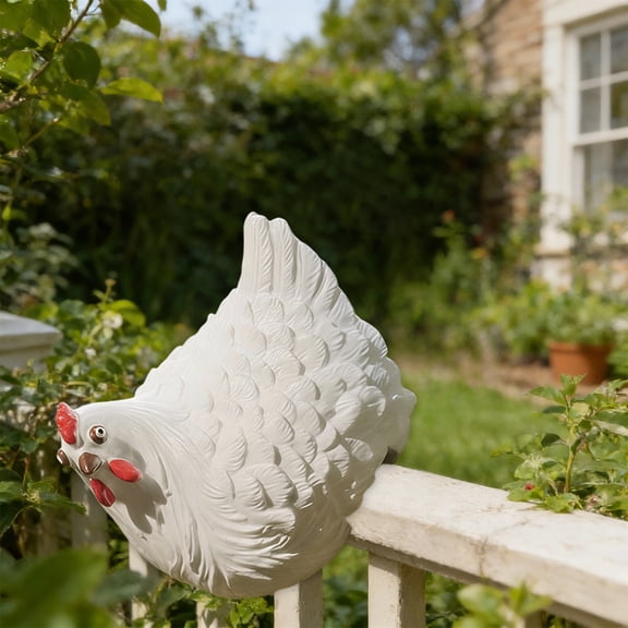 Funny Farm Chickens Statues,Cute Chicken Fence Decoration, Plastic Chickens Decor, Outdoor Real Animal Statue, Chicken Sculpture, Perfect for Home Garden Stairs, Farm, Patio, Backyard