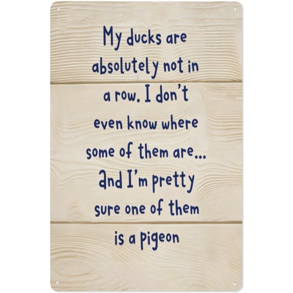 Funny Farm Duck Metal Tin Sign, Humorous Retro Wall Decor Poster, 8 x 12 Inch Home Office Kitchen Wall Art Plaque