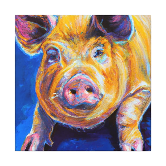 "Funny Farm Pig Portrait" - Canvas