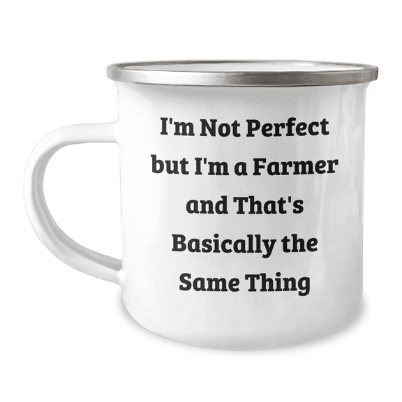 Funny Farmer Gifts for Dad - 'I'm Not Perfect But I'm A Farmer And That's Basically The Same Thing' Camping Mug, Father's Day Unique Gifts from Men to Farmer