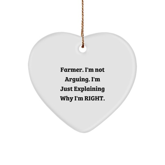 Funny Farmer Heart Ornament Gifts from Men to Farmer Friends at Christmas