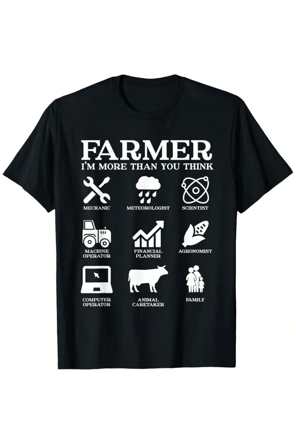 Funny Farmer I'm More Than You Think Graphic T-Shirt - Retro Agriculture Farming Gift for Men and Women - Professional Farmer Multi-Tasking Design Tee