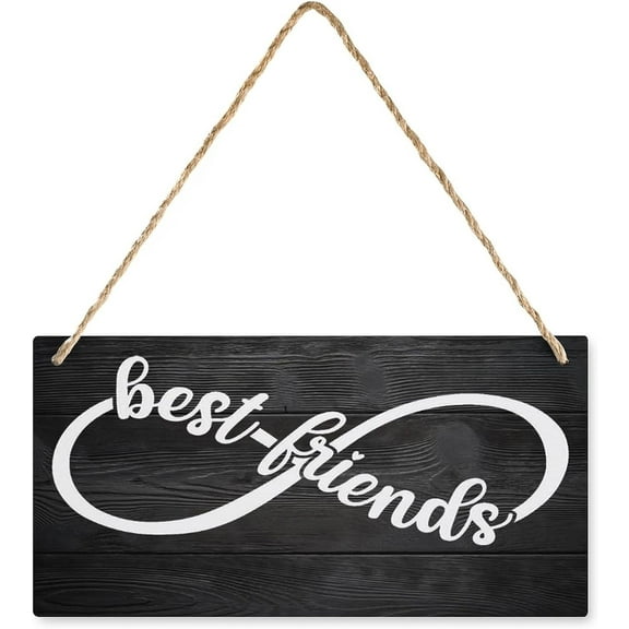 Funny Farmhouse Style Wood Sign Best Friends Infinity Symbol Sign Home Hanging Wall Decor Front Porch Bathroom Wooden Sign 6X12 Inch