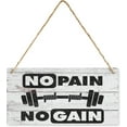 thumbnail image 1 of Funny Farmhouse Style Wood Sign No Pain No Gain Fitness Sign Home Gym Sign Gym Sign Retro Wall Home Hanging Wall Decor Front Porch Bathroom Wooden Sign 6X12 Inch, 1 of 7