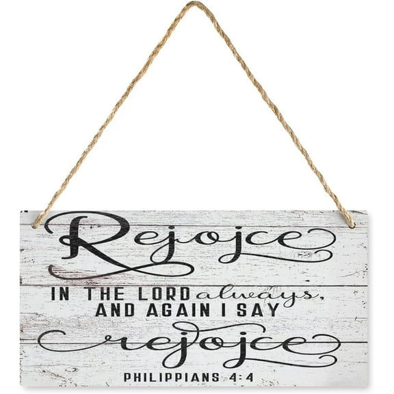 Funny Farmhouse Style Wood Sign Rejoice The Lord Always And Again I Say Rejoice Bible Verse Home Hanging Wall Decor Front Porch Bathroom Wooden Sign 6X12 Inch