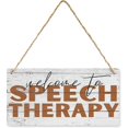 thumbnail image 1 of Funny Farmhouse Style Wood Sign Welcome To Speech Therapy Sign Decor For Room Cafe Restauran Home Hanging Wall Decor Front Porch Bathroom Wooden Sign 6X12 Inch, 1 of 7