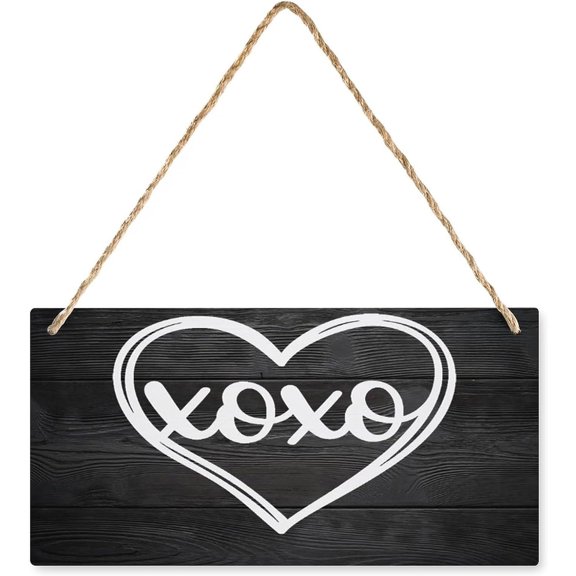 Funny Farmhouse Wood Sign Valentines XOXO - Home Hanging Wall Art for Front Porch & Bathroom Decor with Romantic Vibe Complements Valentine Style 8X12 Inch Residence Gym Garden Shop Bedroom Garage