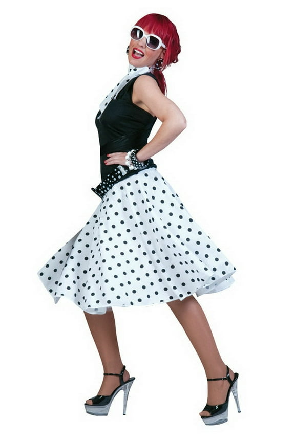 FF508046G Sock Hop Skirt Scarf White Black