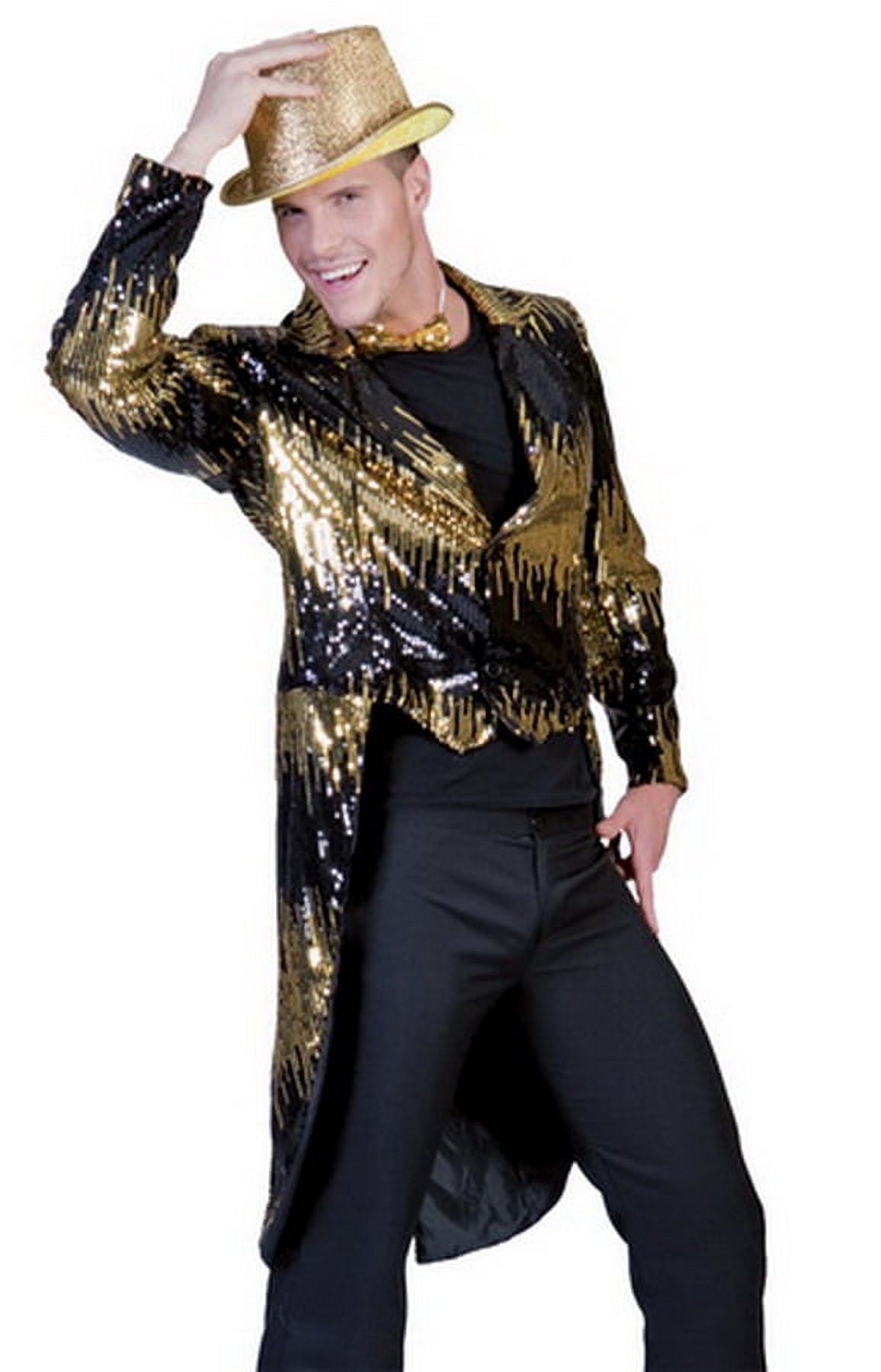 Funny Fashion FF782854 Men's Gold Glitter Tailcoat Costume - Extra ...
