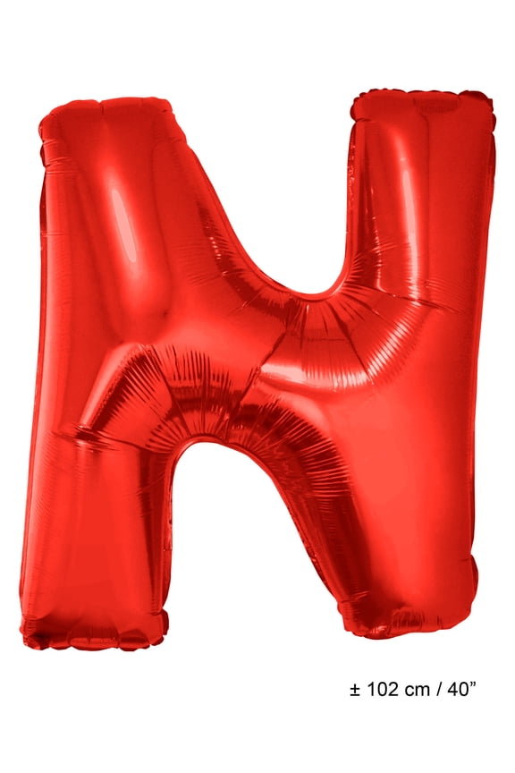 Letter N Solid Helium Quality Metallic Red 40" Jumbo Shape Foil Balloon