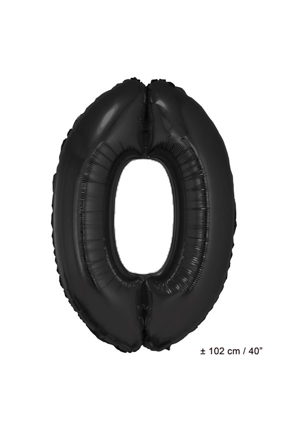 Number 0 Solid Helium Quality Black 40" Graduation Number Foil Jumbo Shape Balloon