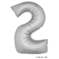 thumbnail image 1 of Funny Fashion Number 2 Solid Helium Quality Metallic Silver 40" Graduation Number Foil Jumbo Shape Balloon, 1 of 1