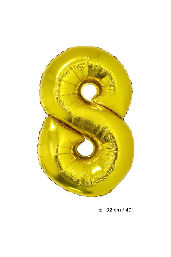 Number 8 Solid Helium Quality Metallic Gold 40" Graduation Number Foil Jumbo Shape Balloon