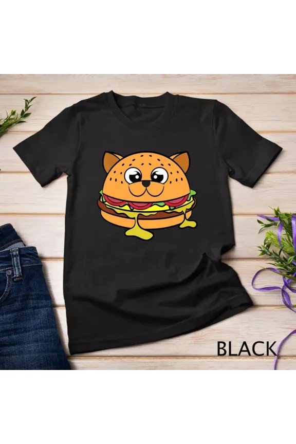 Funny Fastfood Burger Cat Tshirt Kitten Kitty Cheeseburger Unisex T-Shirt Unisex S-5XL Hot Trending Shirt, Vintage Birthday Gift