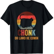 Funny Fat cats meme - retro vintage fat cat memes Chonk Cat T-ShirtMen and women, Black T-shirt, size Extra large