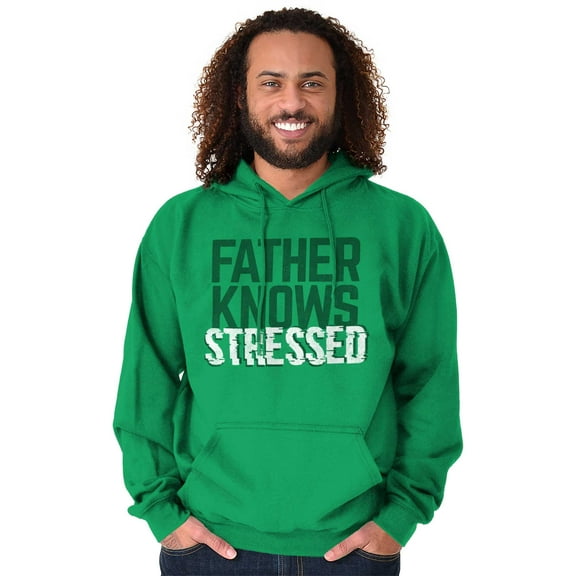 Funny Father Knows Stressed Pun Men's Big & Tall Graphic Hoodie Brisco Brands 2X