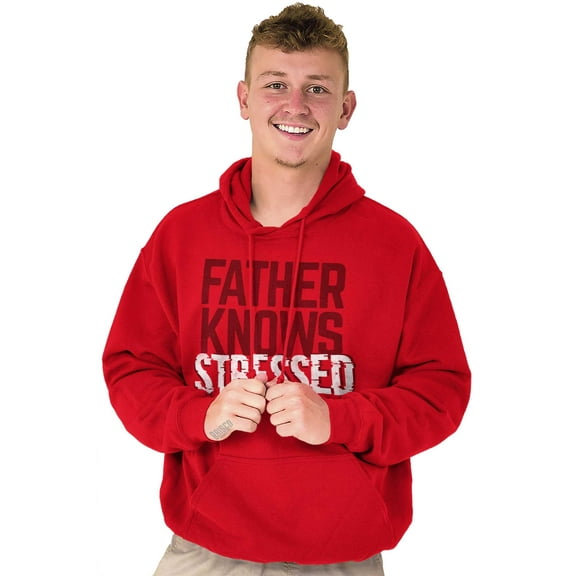 Funny Father Knows Stressed Pun Men's Big & Tall Graphic Hoodie Brisco Brands 2X