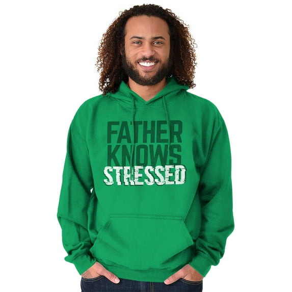 Funny Father Knows Stressed Pun Men's Big & Tall Graphic Hoodie Brisco Brands 4X