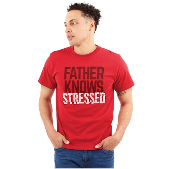 Funny Father Knows Stressed Pun Men's Graphic T Shirt Tees Brisco Brands L