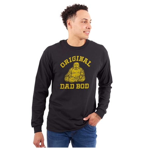 Funny Father Original Dad Bod Buddha Men's Big & Tall Long Sleeve Graphic Tee Brisco Brands 2X