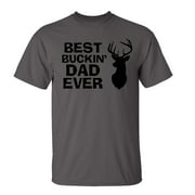 Funny Father's Day Best Buckin Dad Ever Adult Short Sleeve T-Shirt-Charcoal-Small
